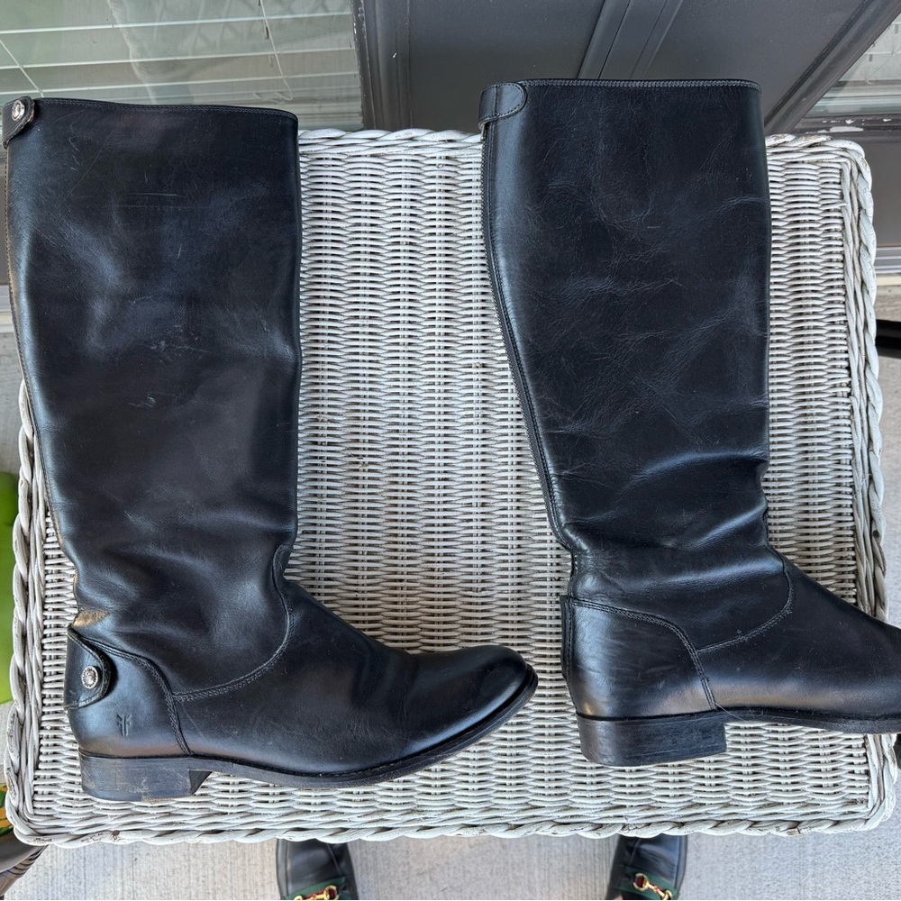 Frye Black Leather Riding Boots